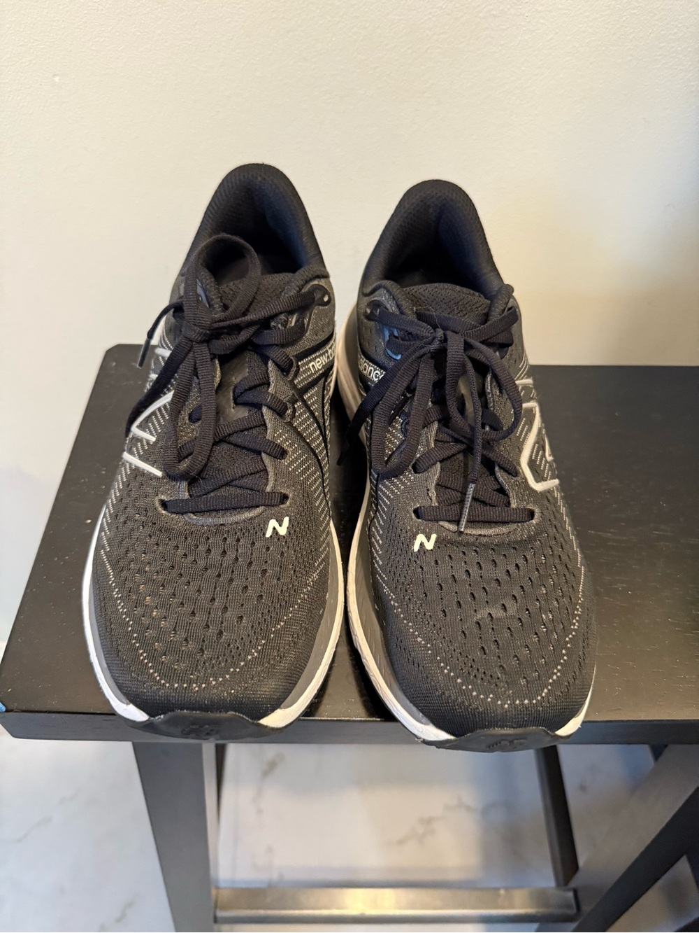 New Balance Men's Black Athletic Running Shoes with White Accents